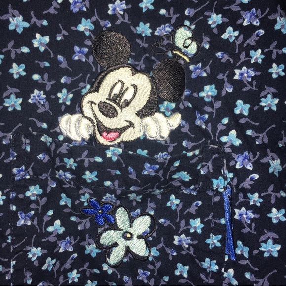 Disney Mickey Unlimited Embroidered Floral Shirt Woman Size 26W/28W 100% Cotton. - Picture 6 of 12